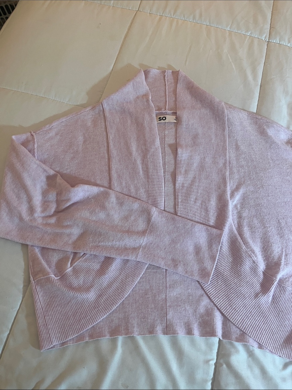 SO Light Pink Cropped Open long sleeve Shrug/ Cardigan